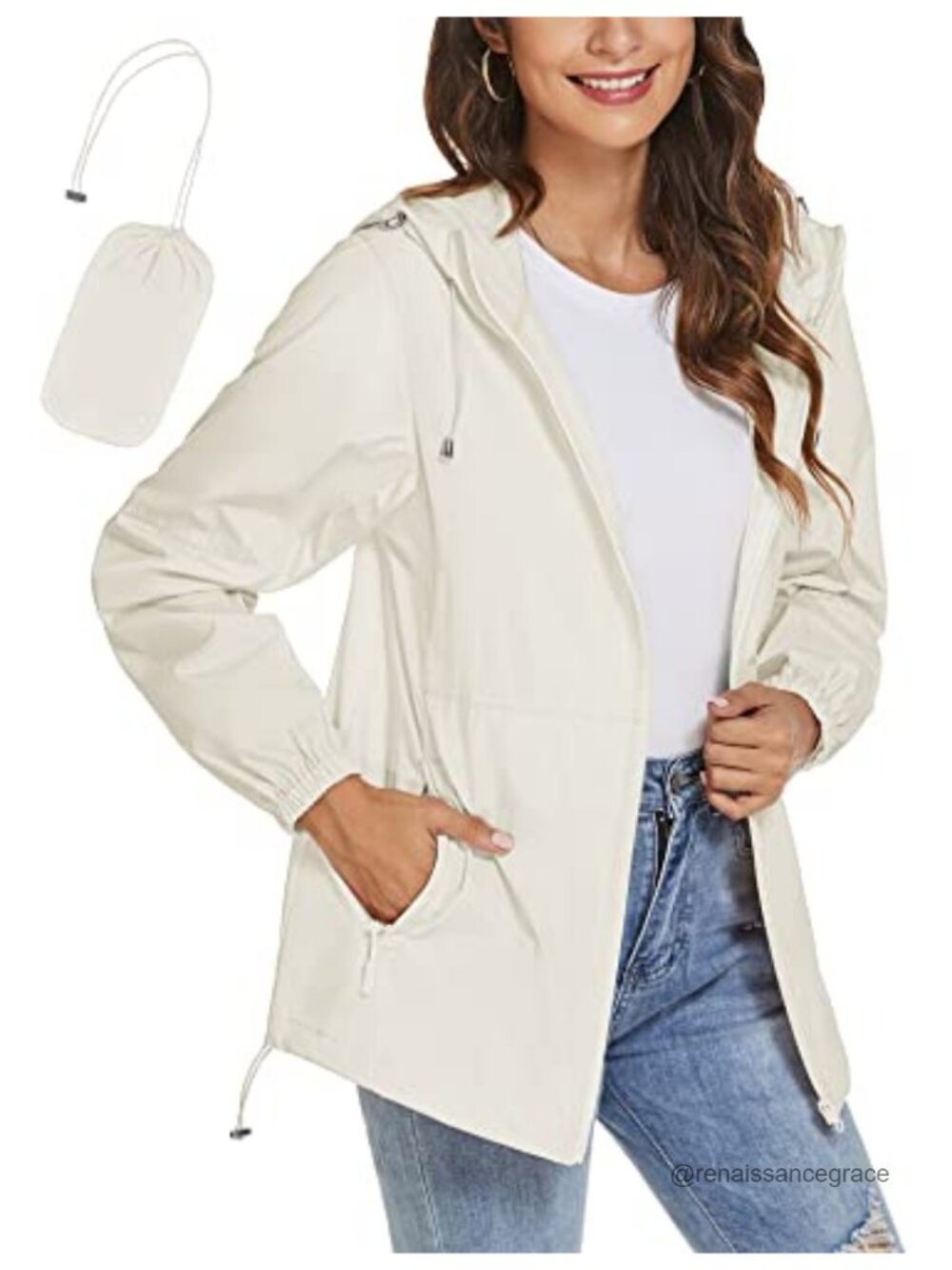Women's Waterproof Lightweight Packable Rain Jacket Windbreaker Hooded